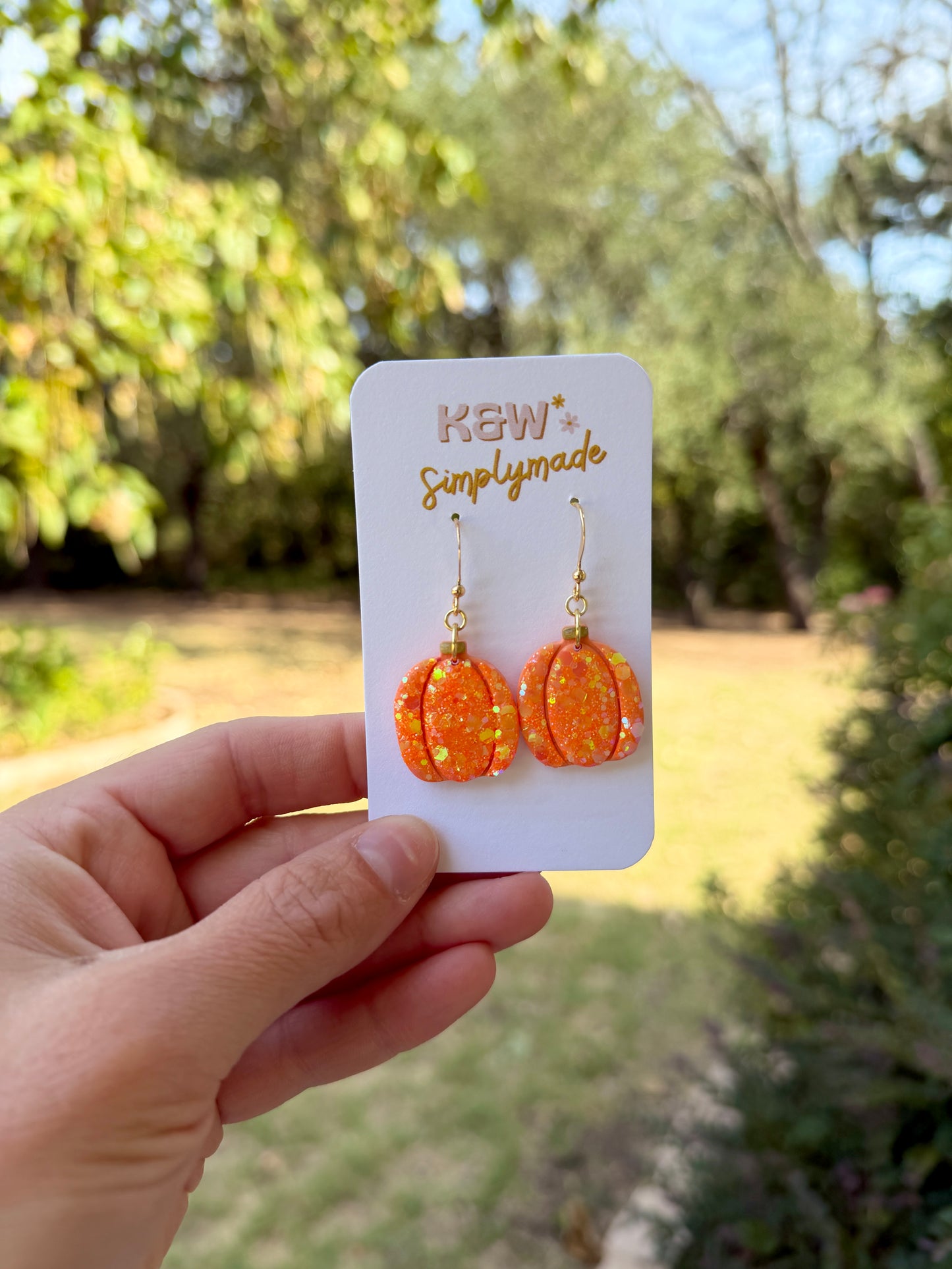 Glittery Pumpkin Dangles