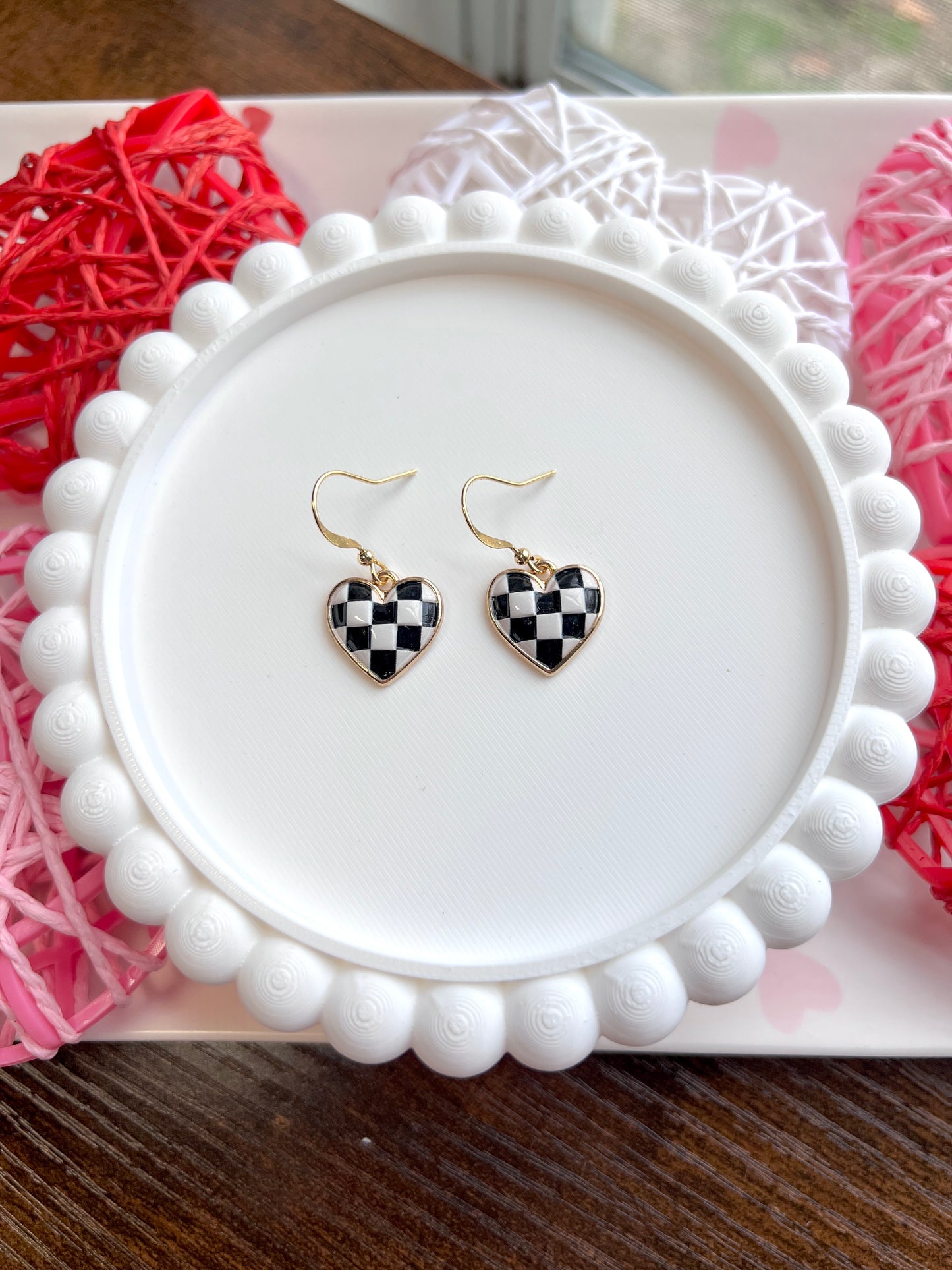 Checkered Heart Dangle