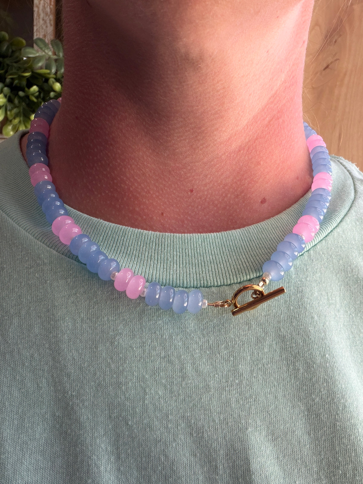 Pink & Purple Rondelle Necklace